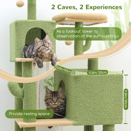 Arbre à chat Cactus ultra hauts,confortable avec jouets interactifs et perchoirs