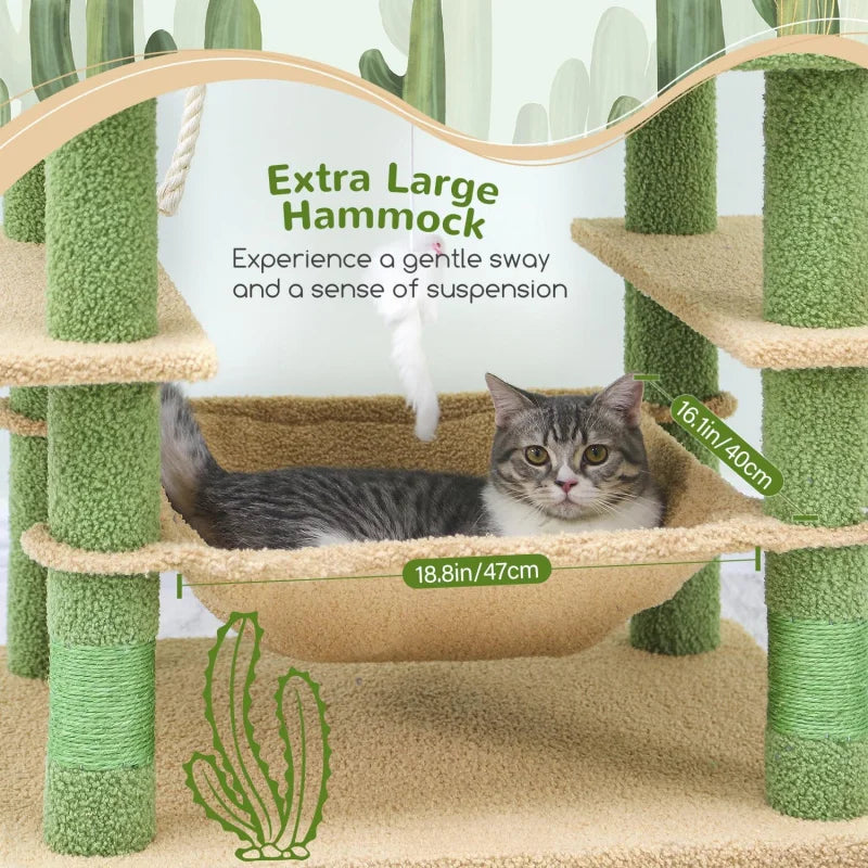 Arbre à chat Cactus ultra hauts,confortable avec jouets interactifs et perchoirs