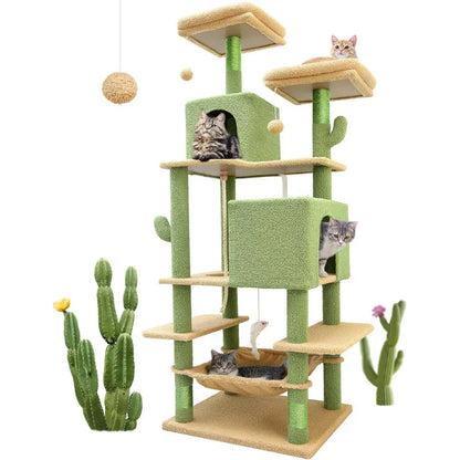 Arbre à chat Cactus ultra hauts,confortable avec jouets interactifs et perchoirs